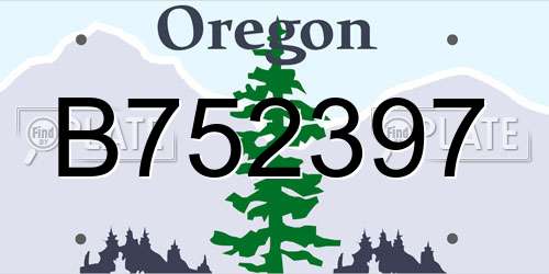 B752397 Oregon License Plate