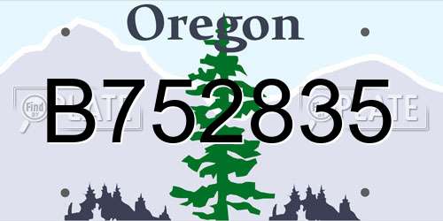 B752835 Oregon License Plate