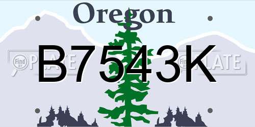 B7543K Oregon License Plate