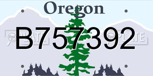 B757392 Oregon License Plate