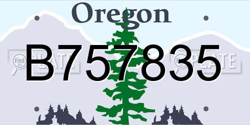 B757835 Oregon License Plate