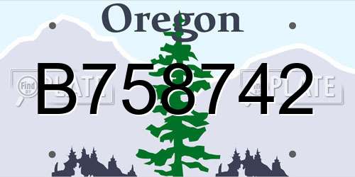 B758742 Oregon License Plate