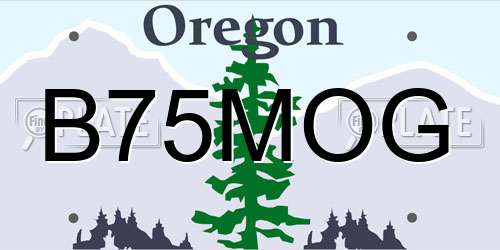 B75MOG Oregon License Plate