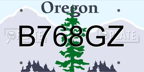 B768GZ Oregon License Plate