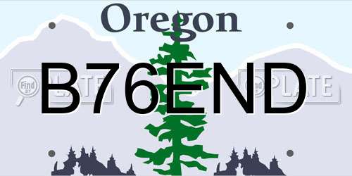 B76END Oregon License Plate
