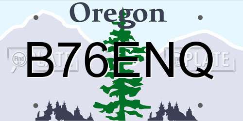 B76ENQ Oregon License Plate