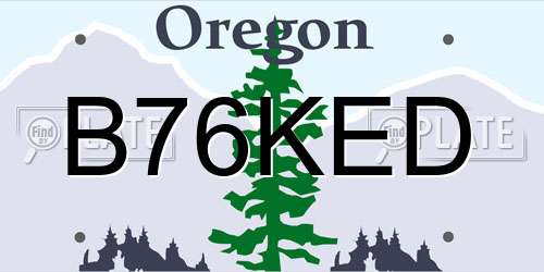 B76KED Oregon License Plate
