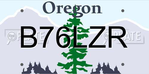 B76LZR Oregon License Plate