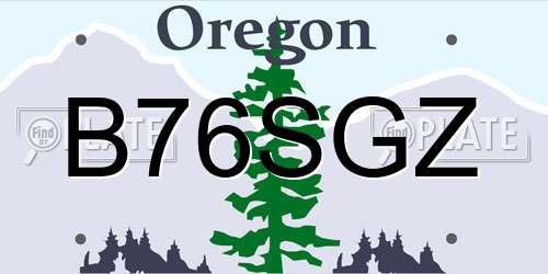 B76SGZ Oregon License Plate