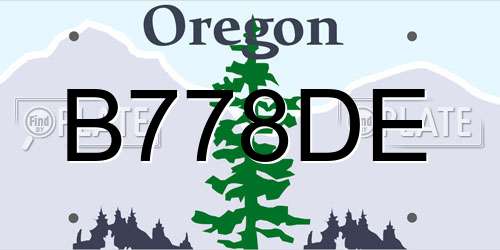 B778DE Oregon License Plate