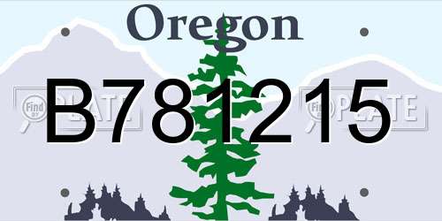 B781215 Oregon License Plate