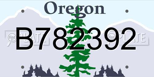 B782392 Oregon License Plate