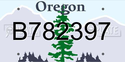 B782397 Oregon License Plate