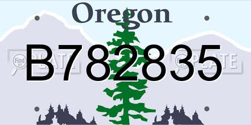B782835 Oregon License Plate