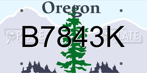 B7843K Oregon License Plate