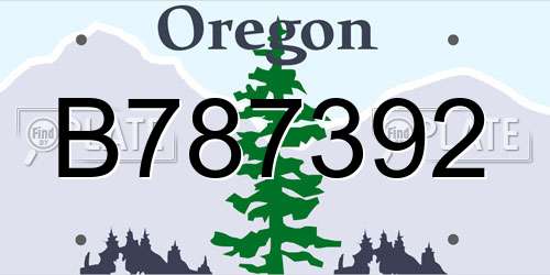 B787392 Oregon License Plate