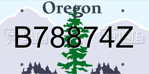 B78874Z Oregon License Plate