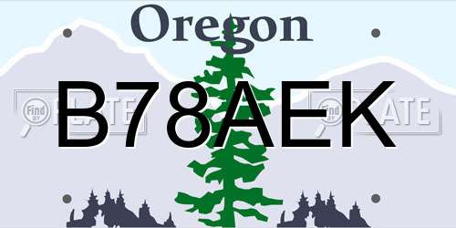 B78AEK Oregon License Plate