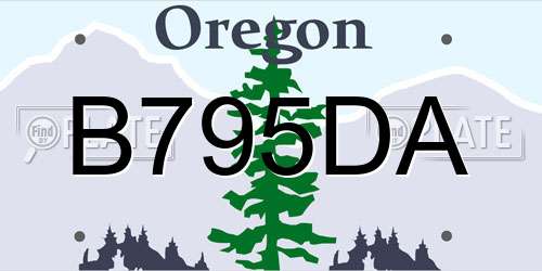 B795DA Oregon License Plate