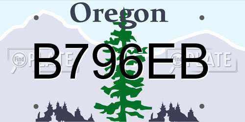 B796EB Oregon License Plate