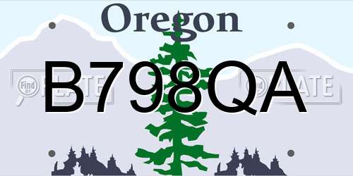 B798QA Oregon License Plate