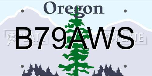 B79AWS Oregon License Plate