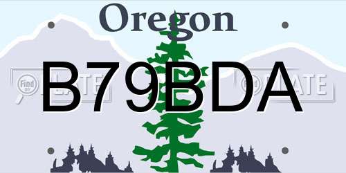 B79BDA Oregon License Plate