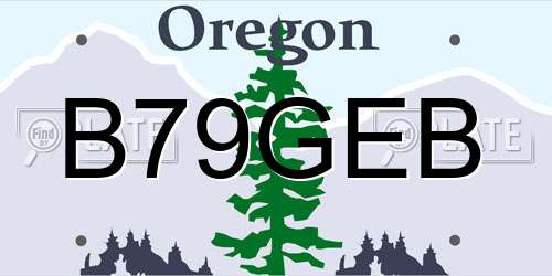 B79GEB Oregon License Plate