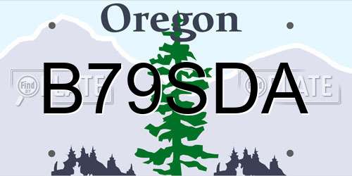 B79SDA Oregon License Plate