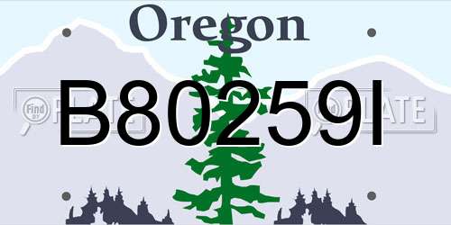 B80259I Oregon License Plate