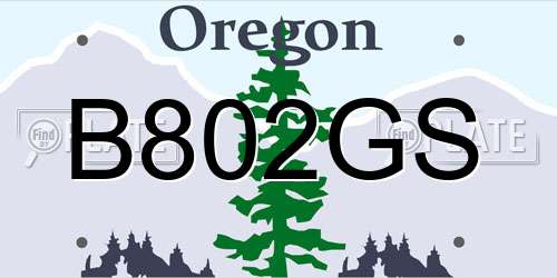 B802GS Oregon License Plate