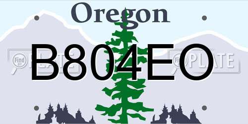 B804EO Oregon License Plate