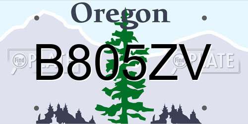 B805ZV Oregon License Plate