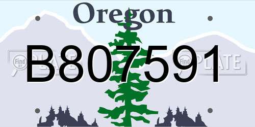 B807591 Oregon License Plate