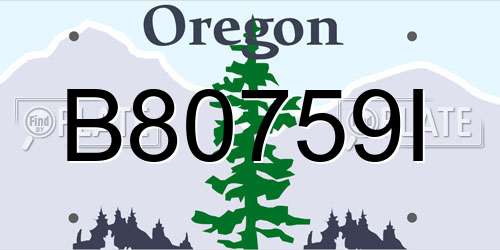 B80759I Oregon License Plate