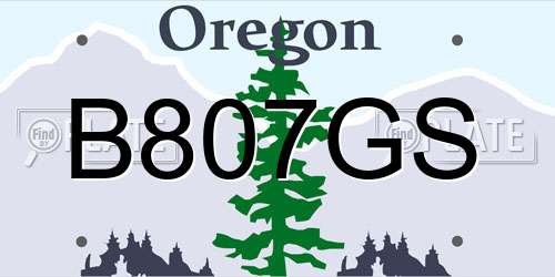 B807GS Oregon License Plate