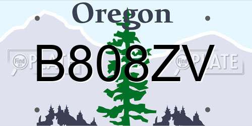 B808ZV Oregon License Plate