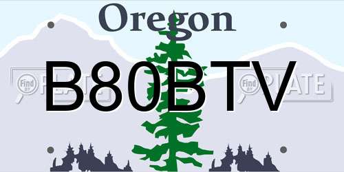 B80BTV Oregon License Plate