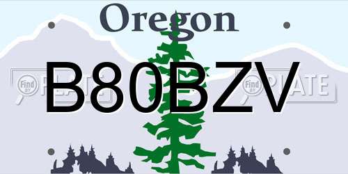 B80BZV Oregon License Plate