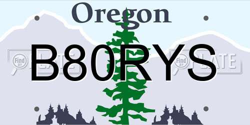 B80RYS Oregon License Plate