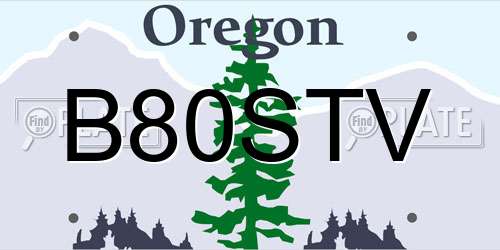 B80STV Oregon License Plate