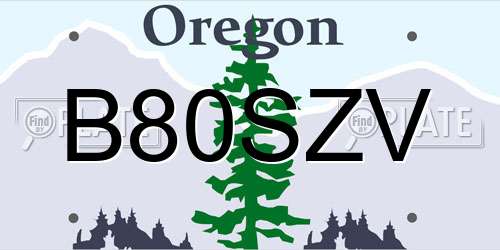 B80SZV Oregon License Plate