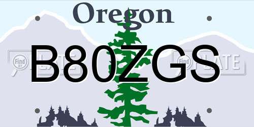 B80ZGS Oregon License Plate