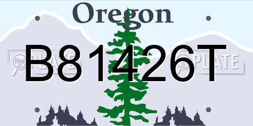 B81426T Oregon License Plate