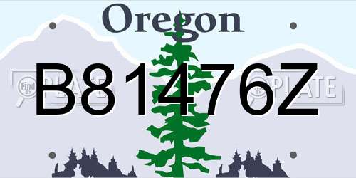 B81476Z Oregon License Plate
