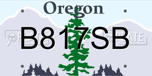 B817SB Oregon License Plate