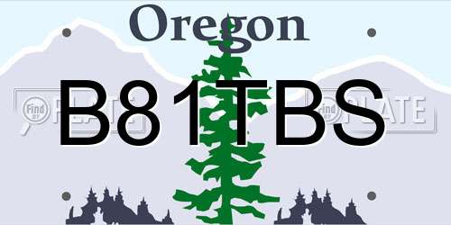 B81TBS Oregon License Plate