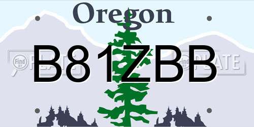 B81ZBB Oregon License Plate