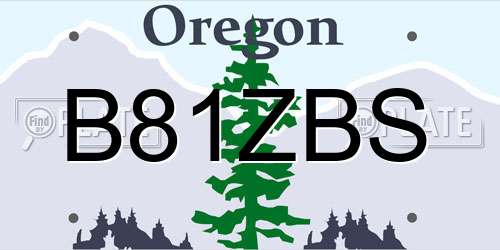 B81ZBS Oregon License Plate