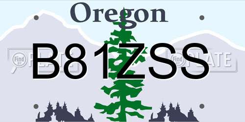 B81ZSS Oregon License Plate